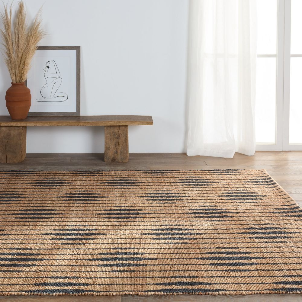 Galatea Handmade Trellis Natural/ Navy Runner Rug (2'6"X9')