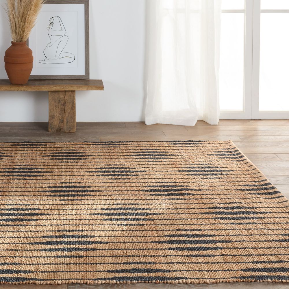 Galatea Handmade Trellis Natural/ Navy Runner Rug (2'6"X9')