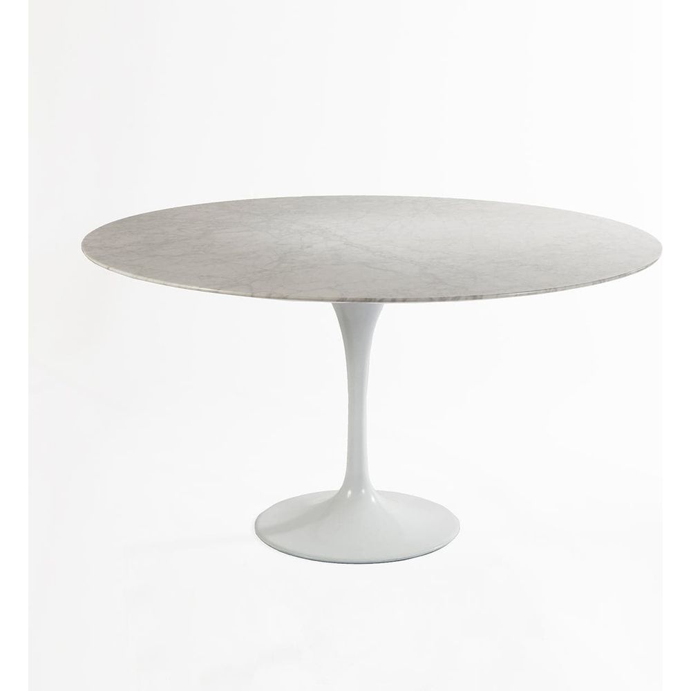 Carrara Marble Pedestal Tulip Dining Table - Round-France & Son-RT335R60WHITE-Dining Tables60" Diameter-7-France and Son