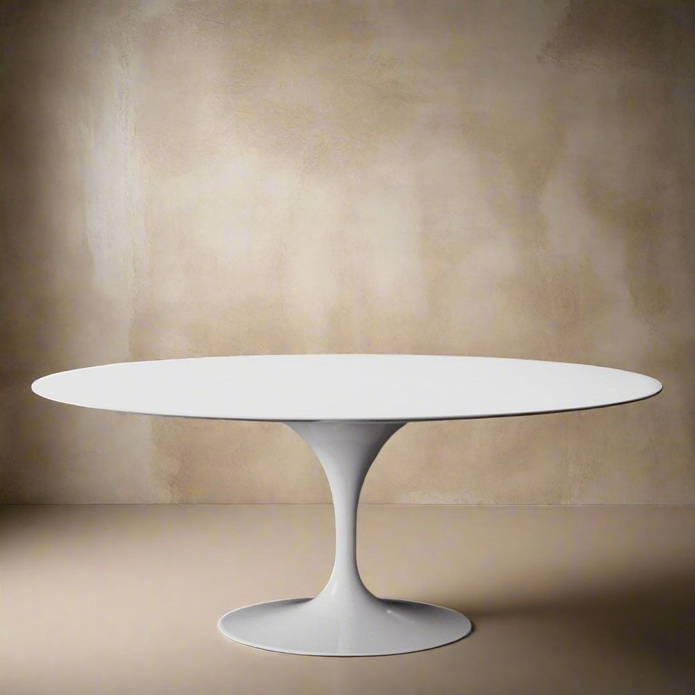 Quartz Pedestal Tulip Dining Table - Oval-France & Son-RTQV6042WHT-Dining Tables60" x 42" Oval-1-France and Son