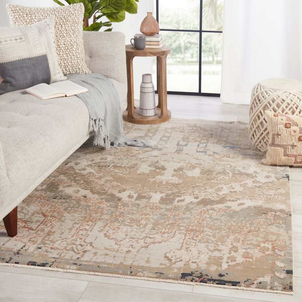 Cypress Yarden Medallion Tan/ Gray Runner Rug (2'6"X12')