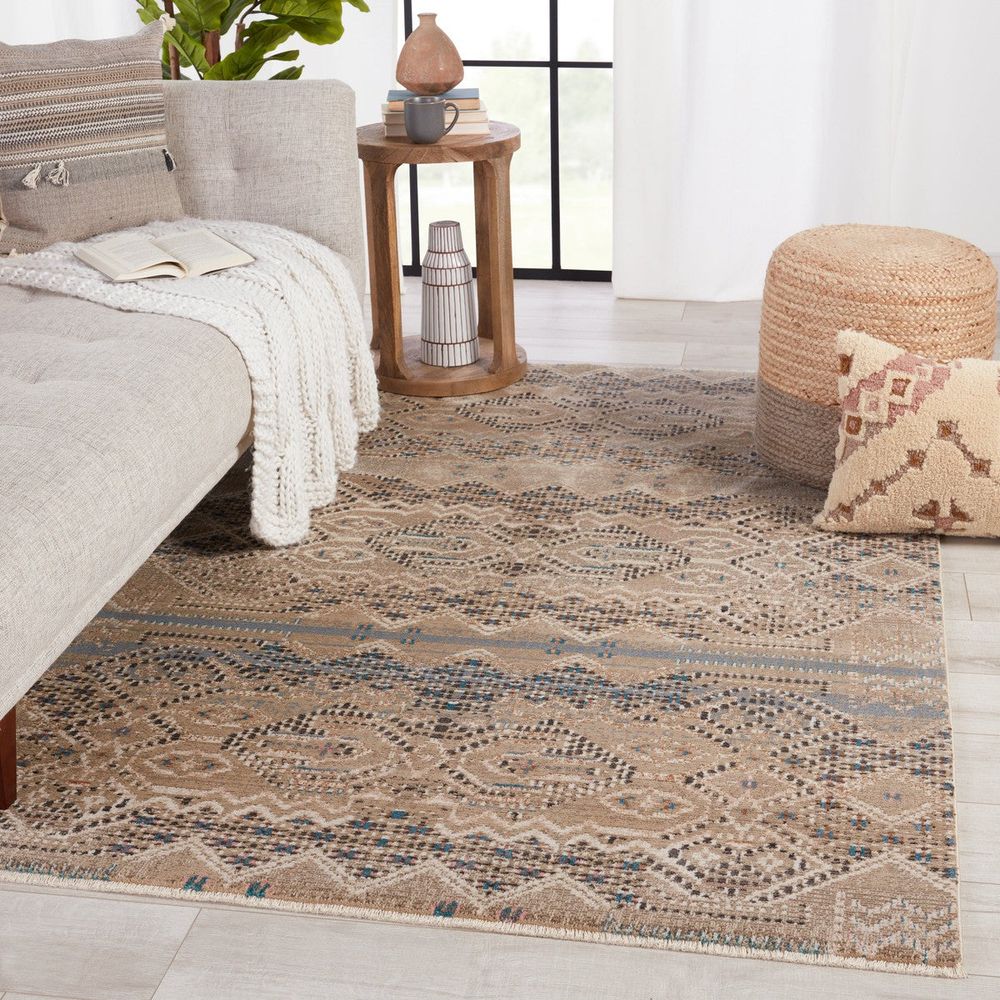 Cypress Tamari Tribal Tan/ Blue Runner Rug (2'6"X12')