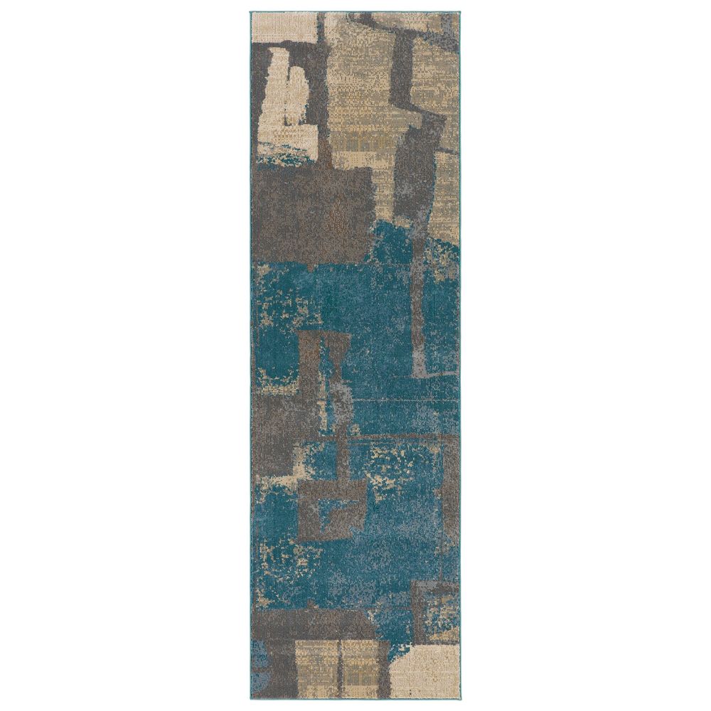 Cypress Lehana Abstract Blue/ Gray Runner Rug (2'6"X12')