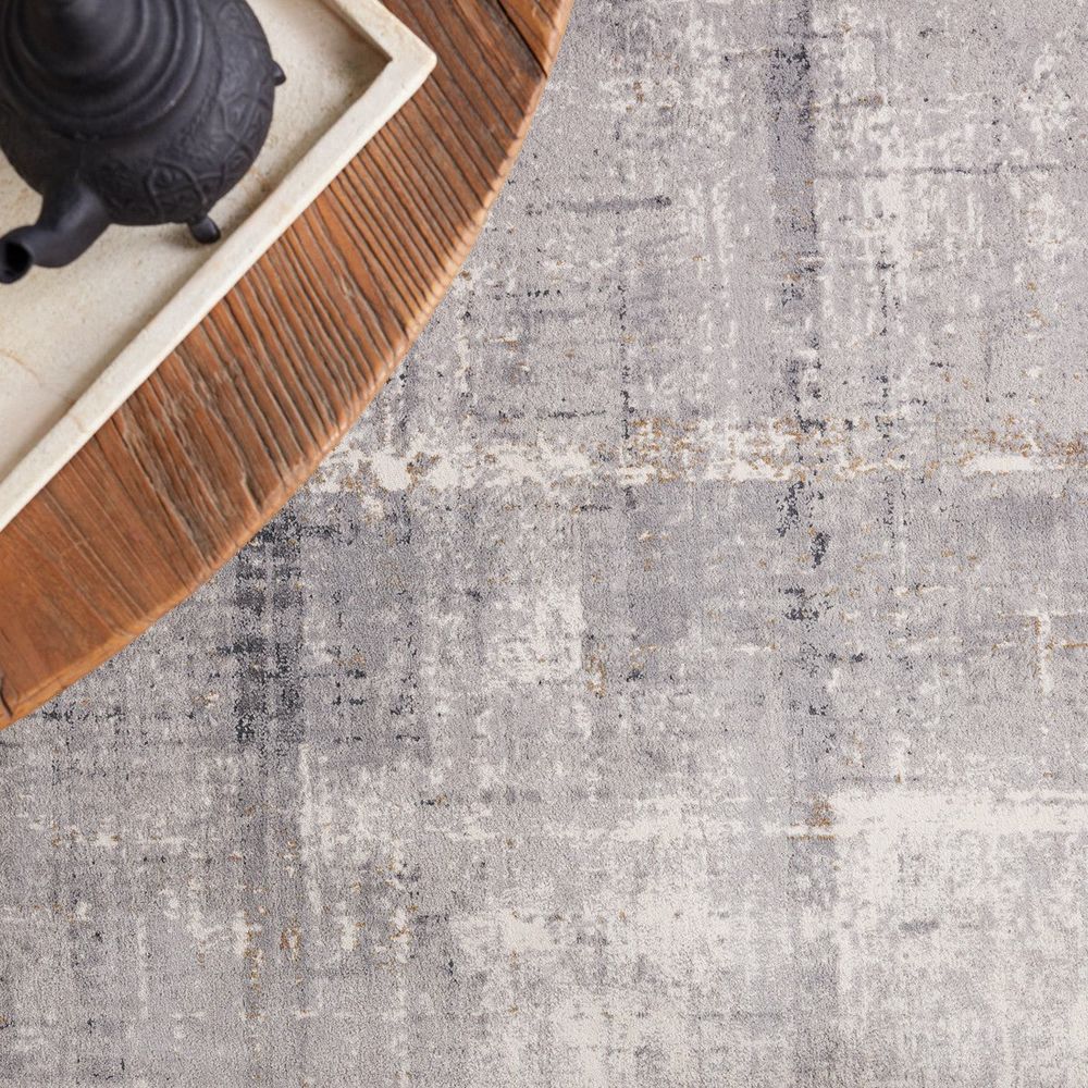 Merine Liesel Abstract Light Gray/ Cream Runner Rug (3'X8')