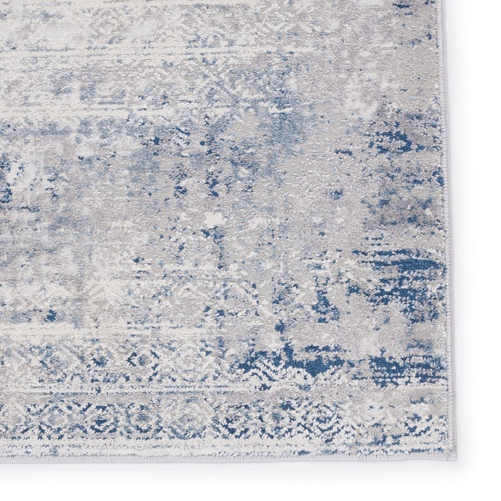 Merine Vidrien Tribal Gray/ Blue Runner Rug (3'X8')