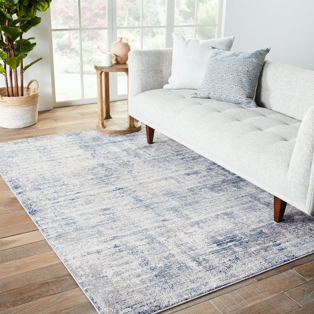 Merine Vidrien Tribal Gray/ Blue Runner Rug (3'X8')