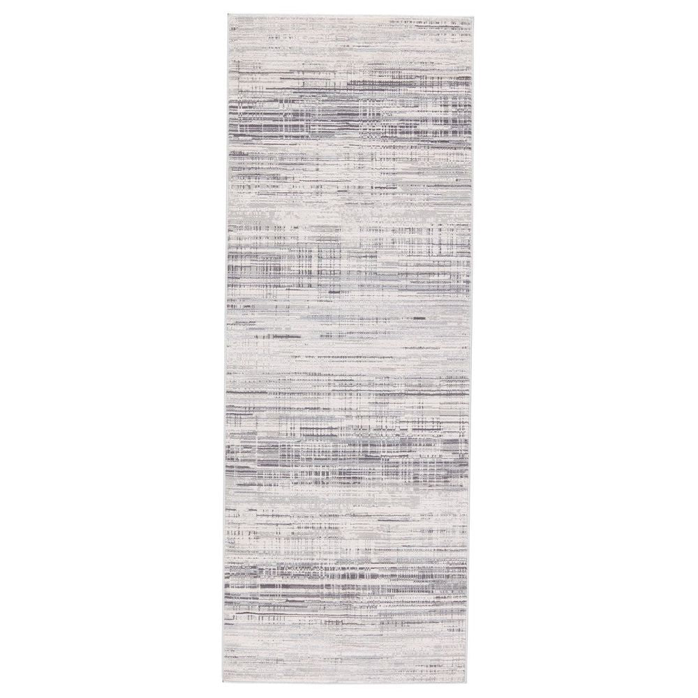 Merine Tansy Abstract Gray/ Ivory Runner Rug (3'X8')