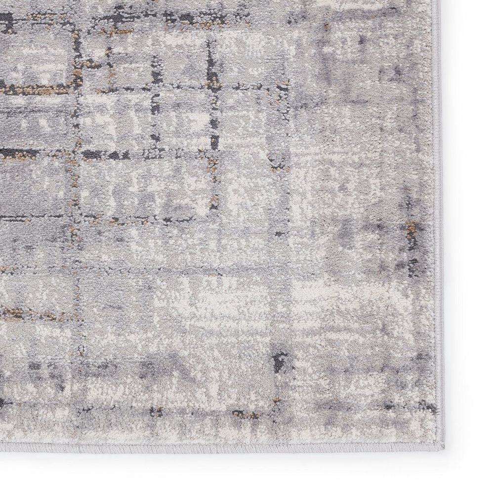 Merine Tayret Abstract Gray/ Gold Runner Rug (3'X8')