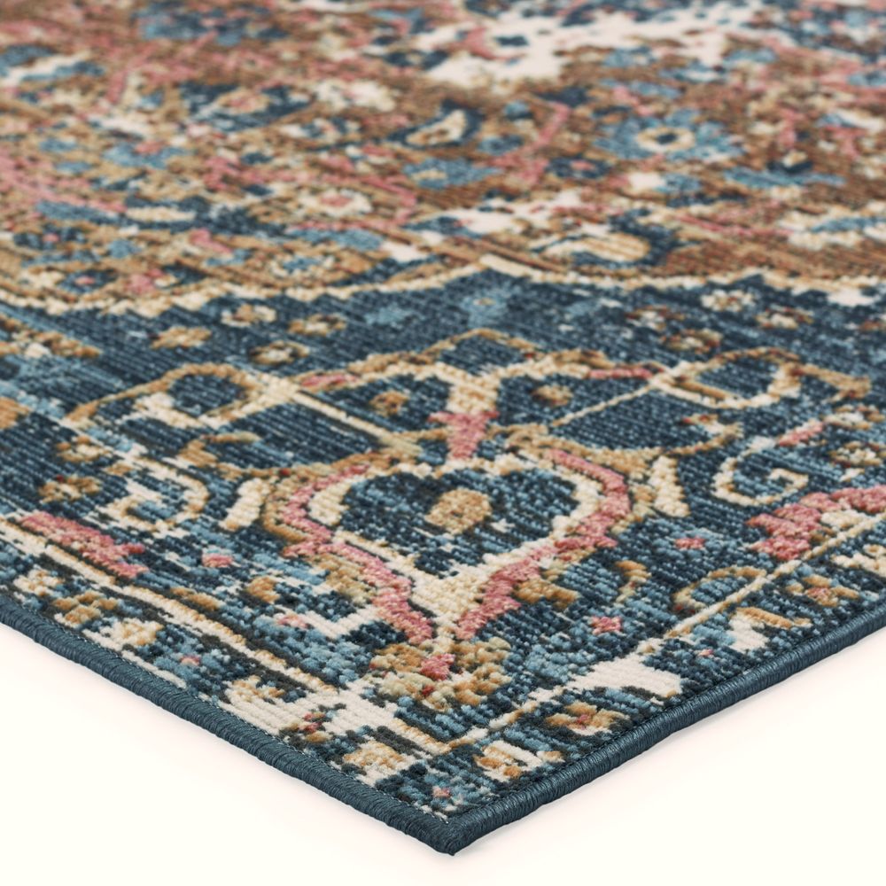 Merine Akilah Medallion Dark Blue/ Multicolor Runner Rug (2'6"X8')