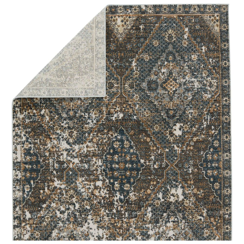 Merine Evaya Medallion Blue/ Gold Runner Rug (2'6"X8')