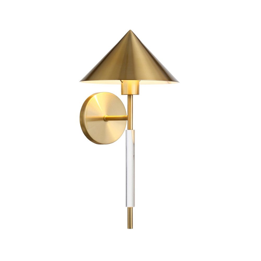 Wall Lighting Talon - Sconce With Acrylic Pole And Triangular Metal Shade In Antique Brass