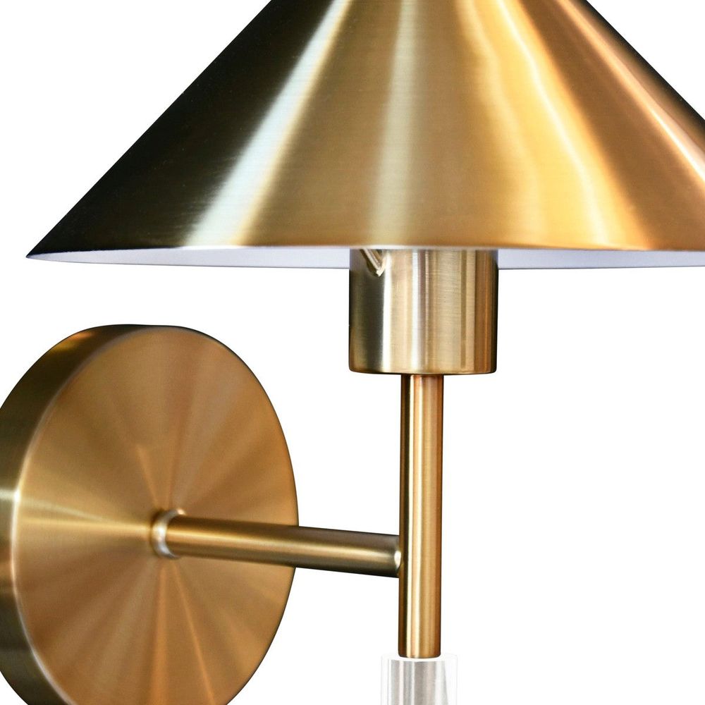 Wall Lighting Talon - Sconce With Acrylic Pole And Triangular Metal Shade In Antique Brass