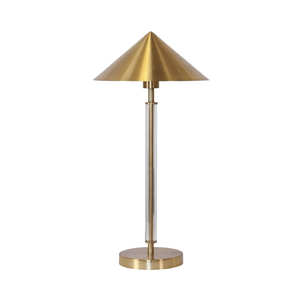 Table Lamps Tate - Table Lamp With Acrylic Pole And Triangular Metal Shade In Antique Brass