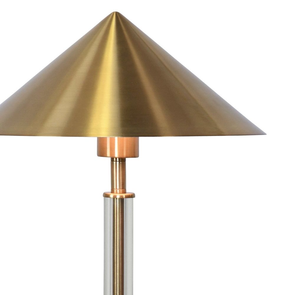 Table Lamps Tate - Table Lamp With Acrylic Pole And Triangular Metal Shade In Antique Brass