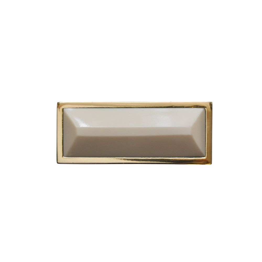 Hardware Trent - Large Brass Rectangle Knob With Inset Resin In Cream