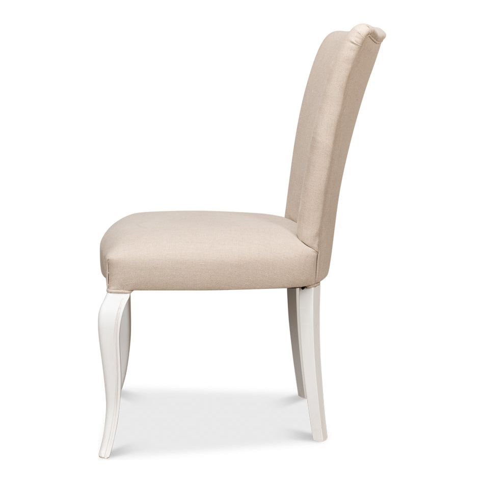 Cortina White with Linen Flax side Chair-SARREID-SARREID-U230-08F01-Dining Chairs-2-France and Son
