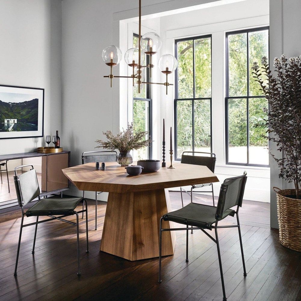 Additional view of Brooklyn Dining Table in warm medium brown and natural wood tone.