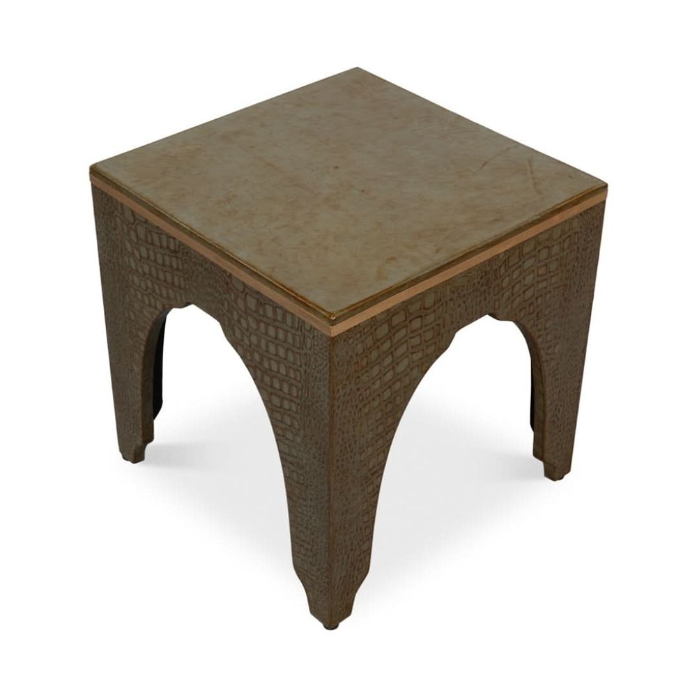 Croco Embossed Leather Stool