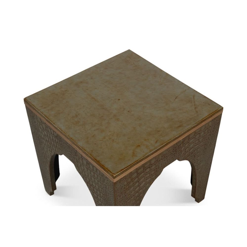 Croco Embossed Leather Stool