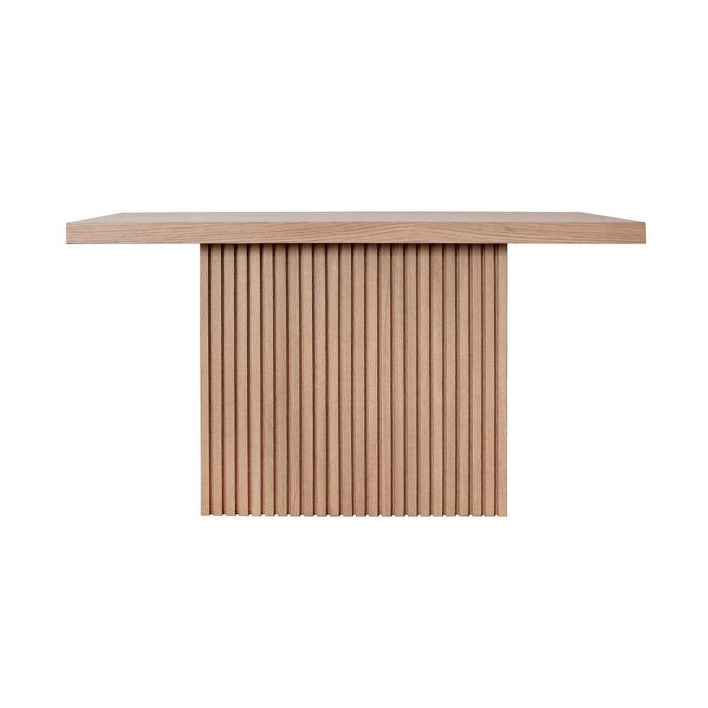 Console Tables Vanna - Slatted Pedestal Base Console Table In Natural Oak