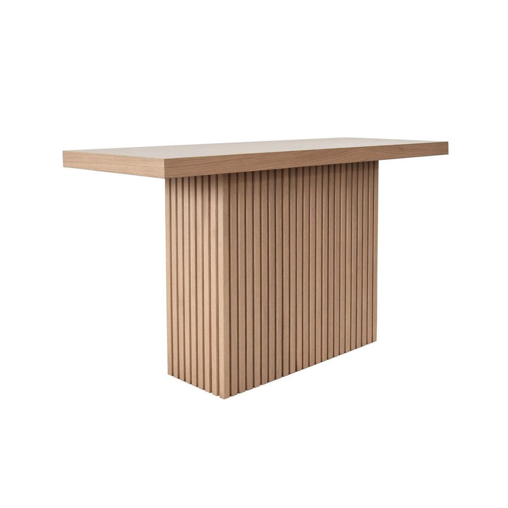 Console Tables Vanna - Slatted Pedestal Base Console Table In Natural Oak