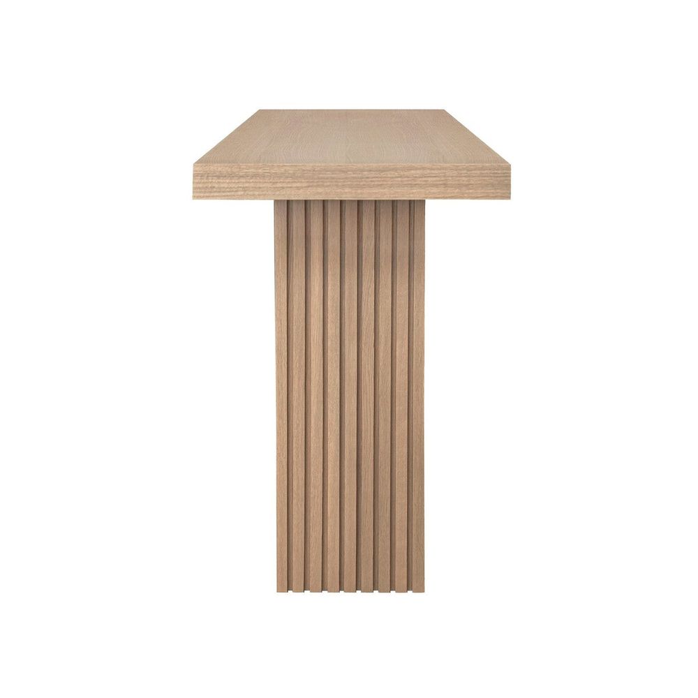 Console Tables Vanna - Slatted Pedestal Base Console Table In Natural Oak
