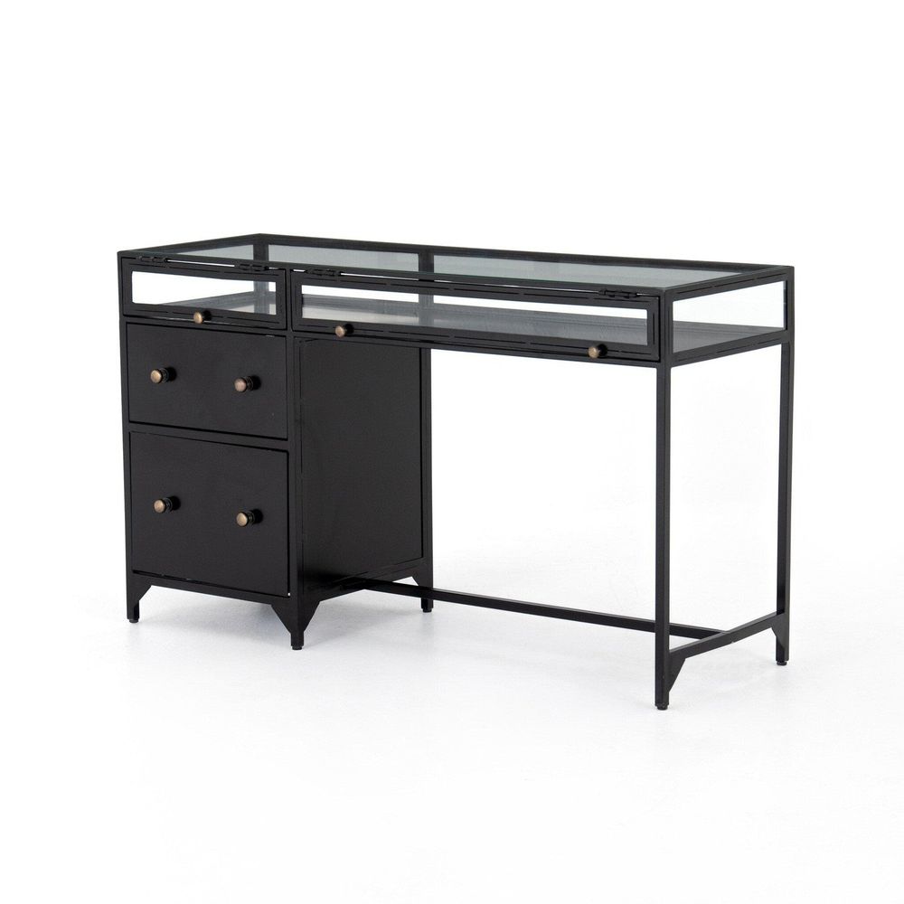Additional view of Augustus Desk in black and brass.