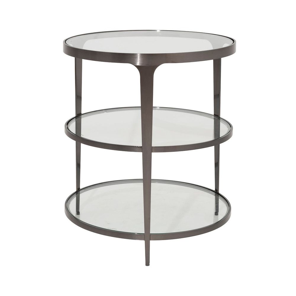 Side Tables Vienna - Three Tier Glass Top Round End Table In Gunmetal