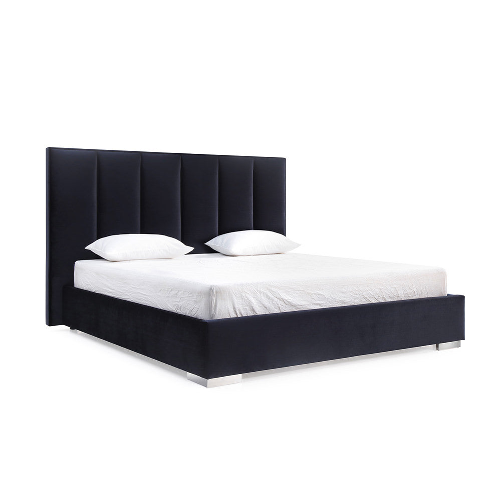 Velvet Bed-Whiteline Modern Living-WHITELINE-BQ1655-BLK-BedsBlack-Queen-3-France and Son