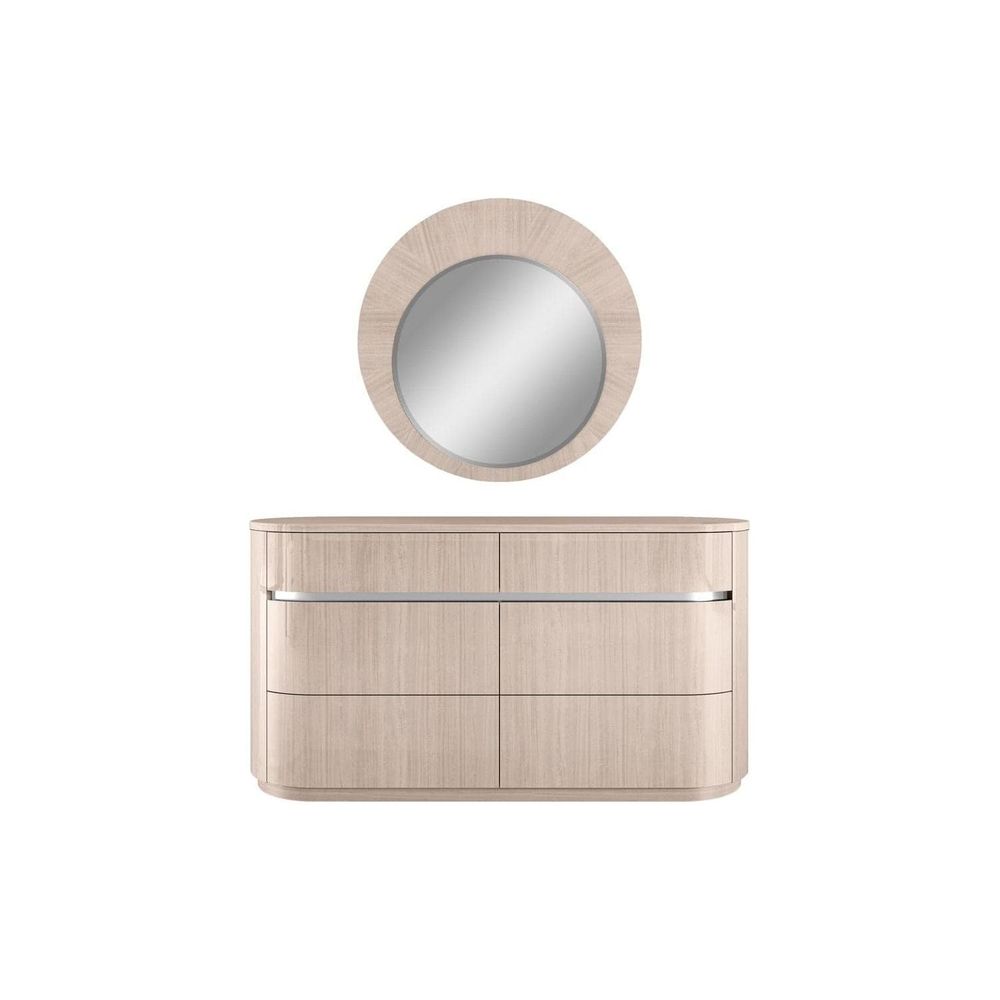 Waves Round Mirror-Whiteline Modern Living-WHITELINE-MR1753-BEI-Mirrors-3-France and Son