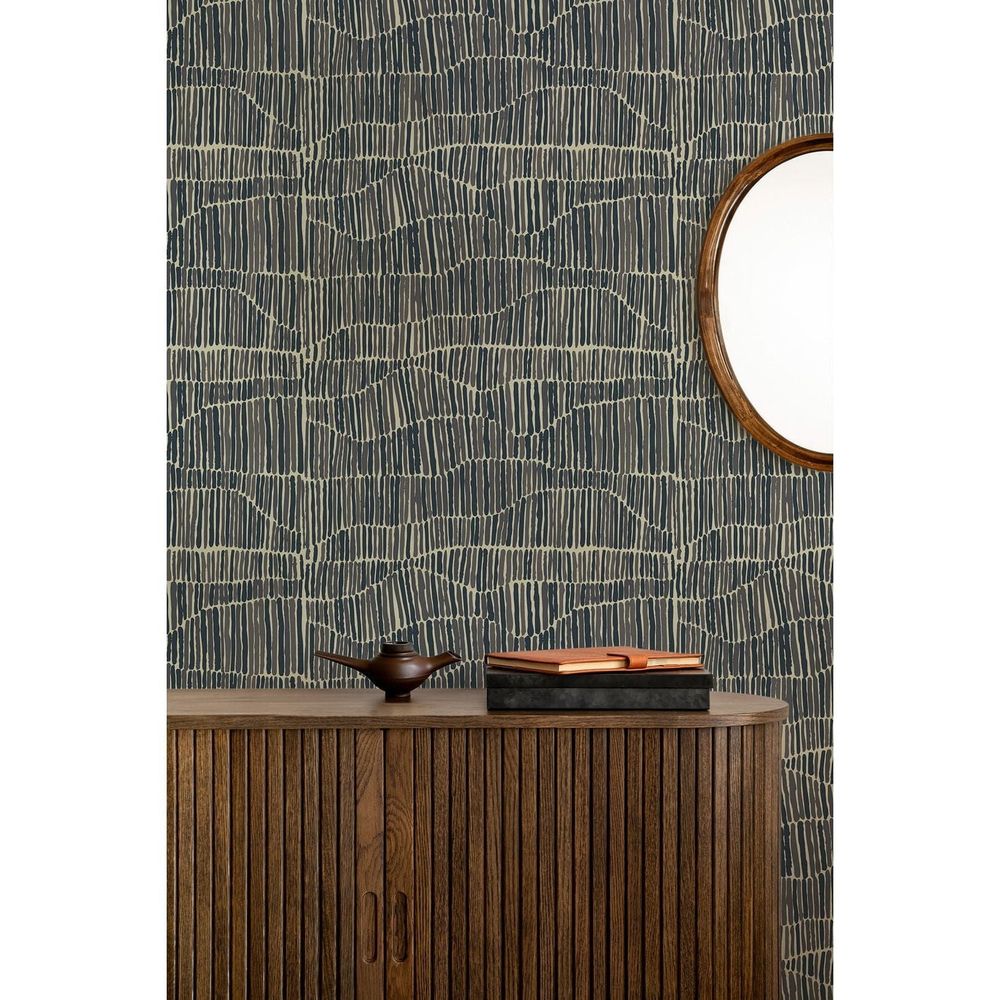 Jamaican Waves Wallpaper-Mitchell Black-MITCHB-WCFM10-BL-PM-10-Wall PaperPatterns Stone Blue-Premium Matte Paper-2-France and Son