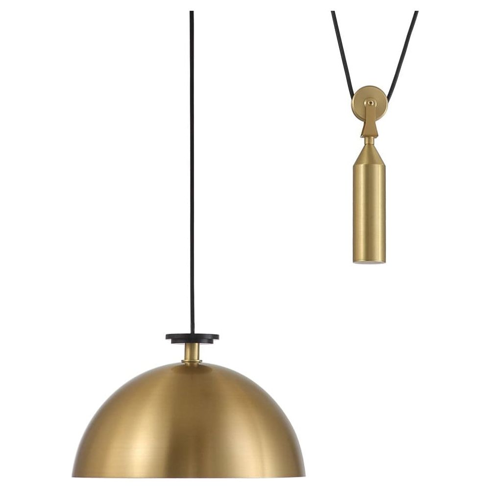 Brass Dome Counterweight Pendant Light-France & Son-LM9232PBRS-Pendants-2-France and Son