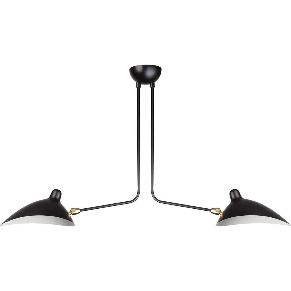 Mid Century Mouille Two Arm MCL-2 Ceiling Lamp-France & Son-LBC092BLK2-ChandeliersBlack-1-France and Son