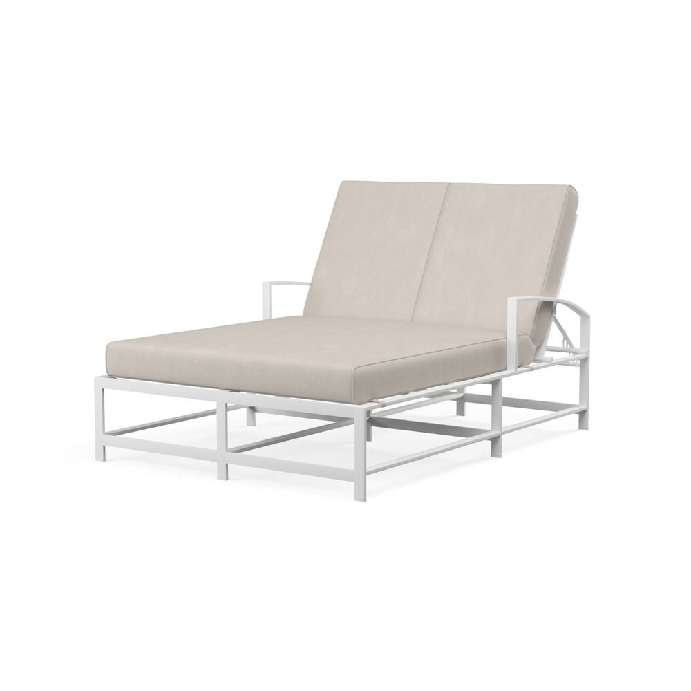 Outdoor Chaises Bristol Double Chaise in Canvas Flax w/ Self Welt