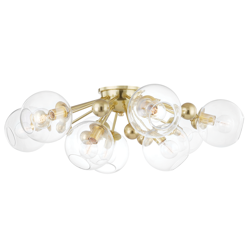 Abbott Light Semi Flush-Hudson Valley-HVL-8042-AGB-Outdoor Flush MountsAged Brass - 9 Light Semi Flush-3-France and Son