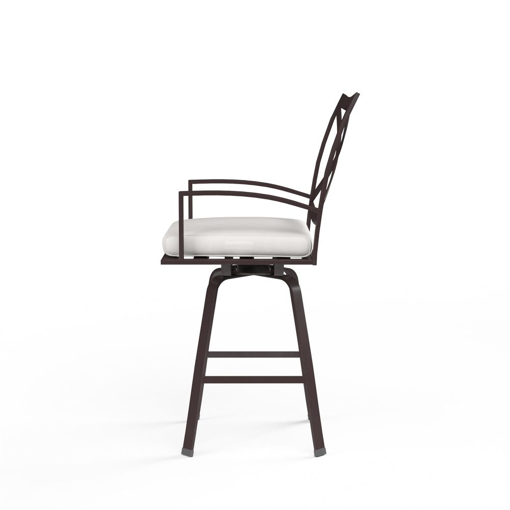 Outdoor Bar Stools La Jolla Swivel Barstool in Canvas Flax w/ Self Welt