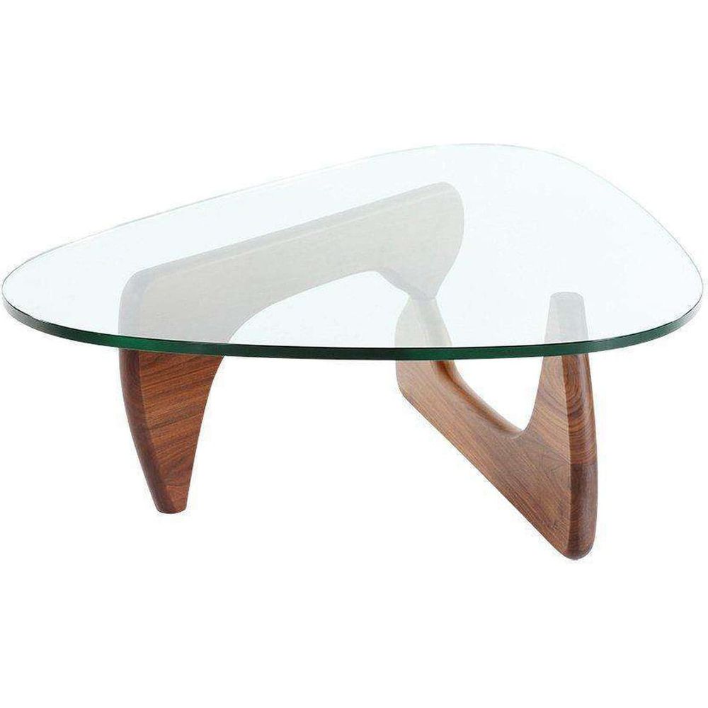 Isamu Triangle Glass Coffee Table-France & Son-FET1234WALNUT-Coffee Tables-1-France and Son