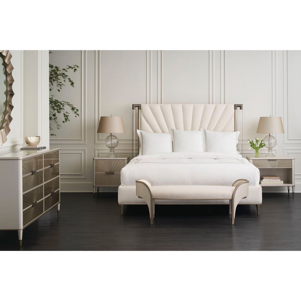 Serena Uph Queen Bed - Gold, Bronze, Beige