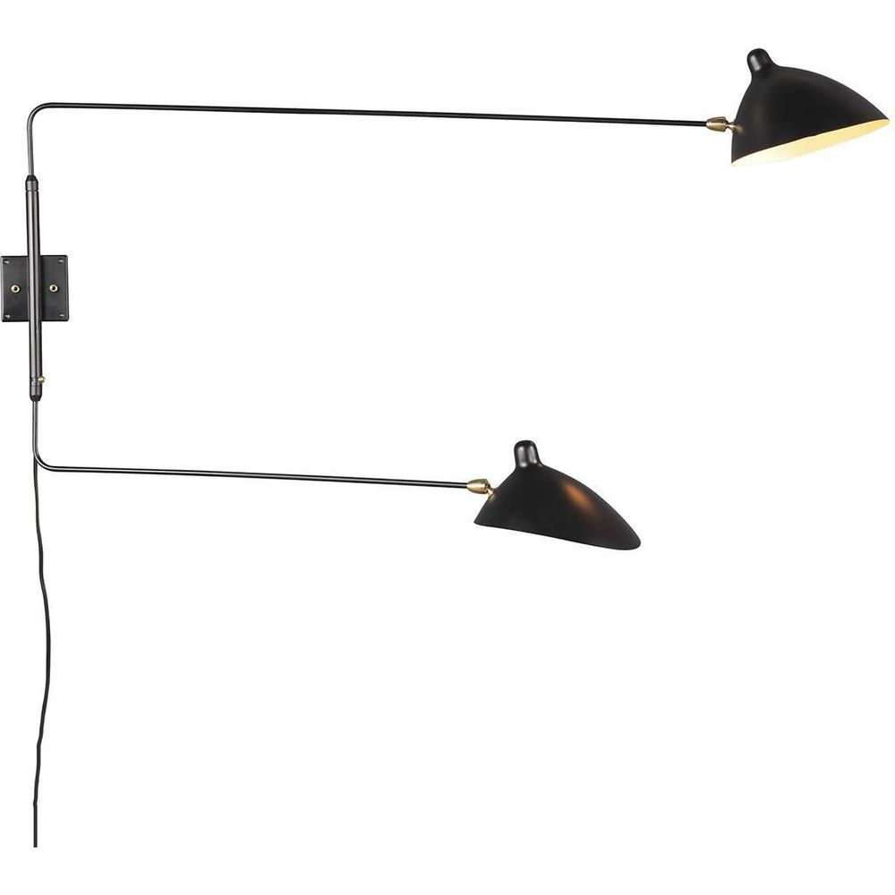 Mid Century Muille MSC-R2 Rotating Wall Sconce - Two Arm Straight-France & Son-LBW031BLKD-Wall Lighting-1-France and Son