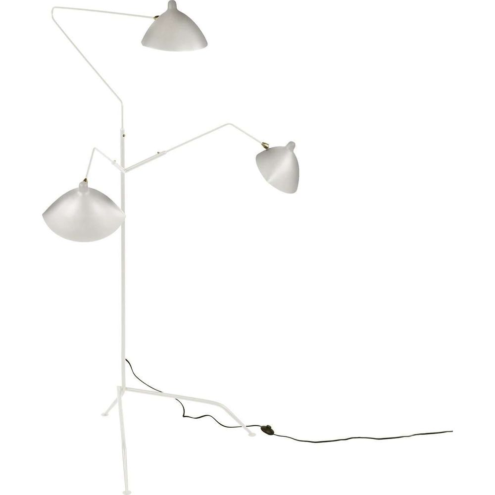 Mid Century Three-Arm MFL-3 Floor Lamp - White-France & Son-LBF023WHT-Floor Lamps-1-France and Son