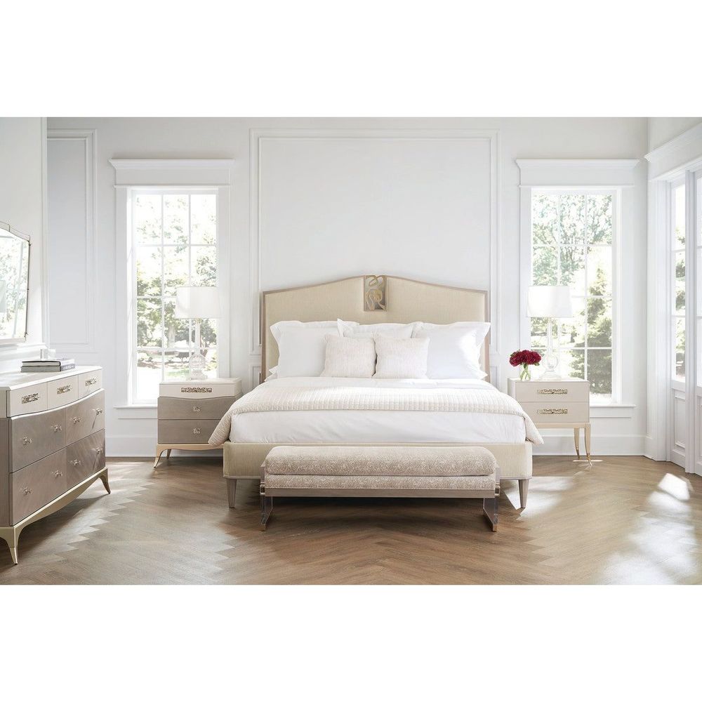 Anthem Uph Queen Bed - Brown, Gold, Beige