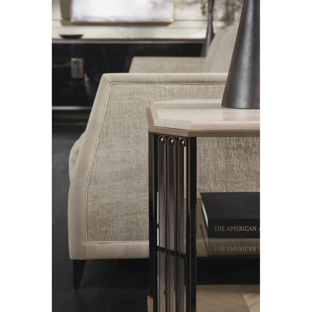 Fusion End Table - Beige, Gold, Silver, Bronze