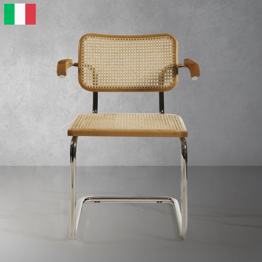 Italian Cesca Stainless Steel Armchairs-France & Son-FSC119BLK-Dining ChairsSingle-Black-1-France and Son