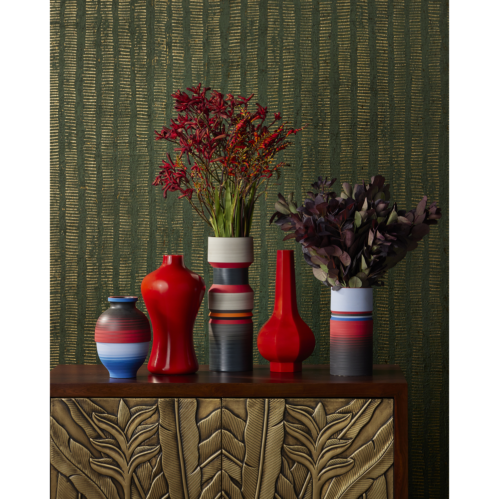 Happy 80's Black, Blue, Red & Orange Vase Set of 3
