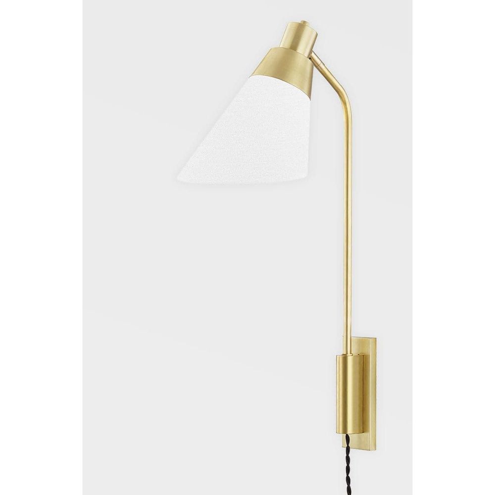 Hooke 1 Light Wall Sconce with Plug-Hudson Valley-HVL-5831-AGB-Outdoor Wall SconcesAged Brass-4-France and Son