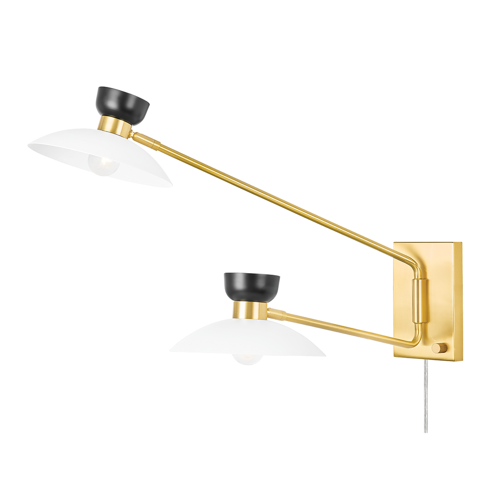 Whitley 2 Light Wall Sconce Plug In-Mitzi-HVL-HL481202-AGB-Wall LightingAged Brass-1-France and Son