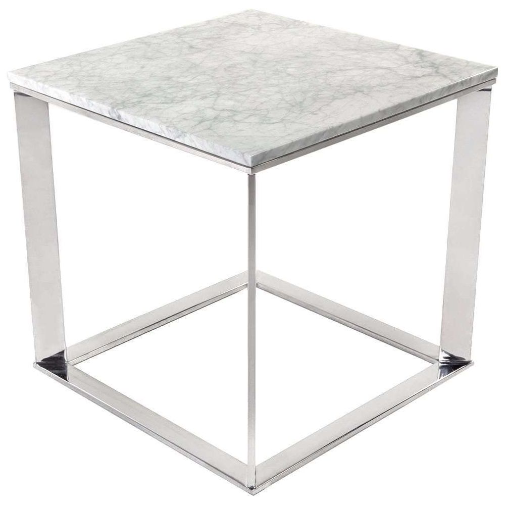 Carrara Marble Parma Table - Square-France & Son-FV8618WHT-Side Tables-1-France and Son