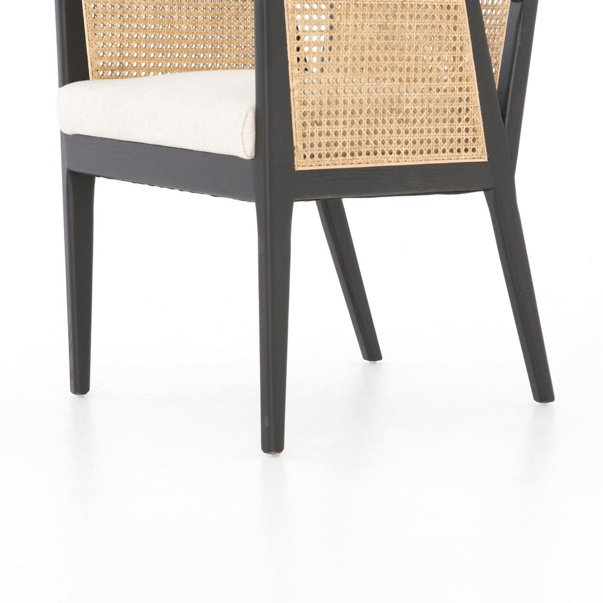 Antonia Cane Dining Arm Chair - Brushed Ebony with Linen