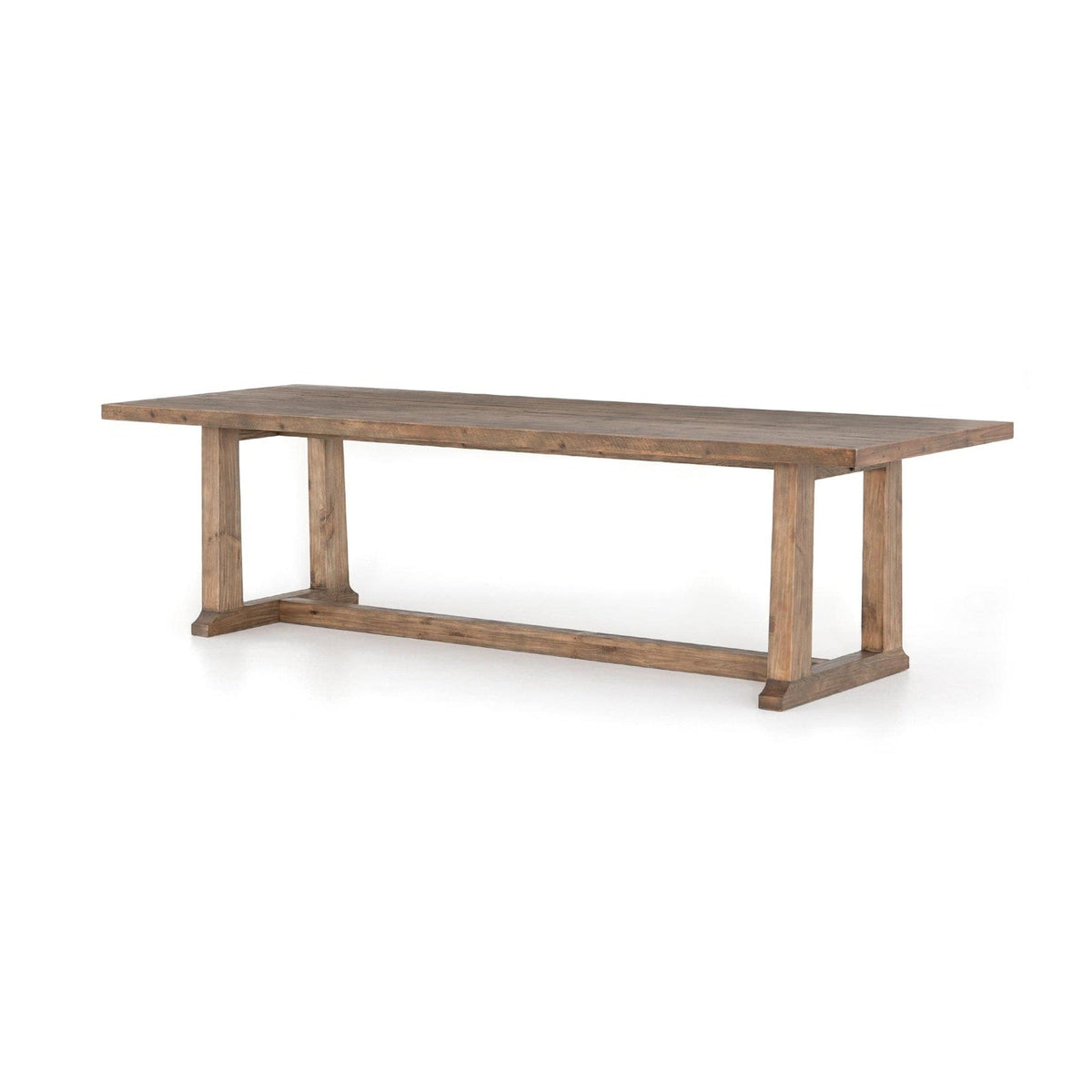 Four Hands Otto 110-inch Dining Table in waxed bleached pine, three-quarter view