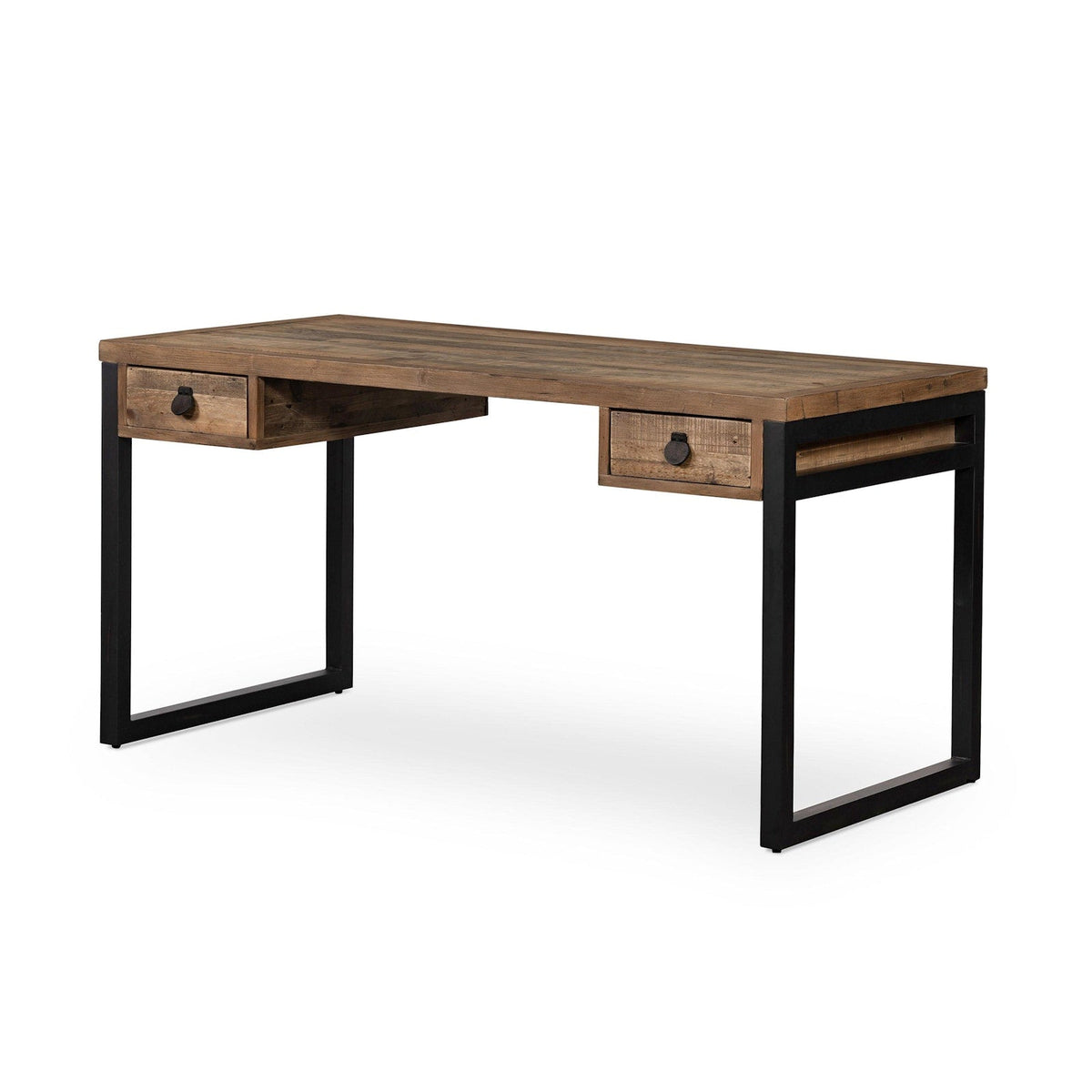 Woodenforge Desk with both storage drawers open